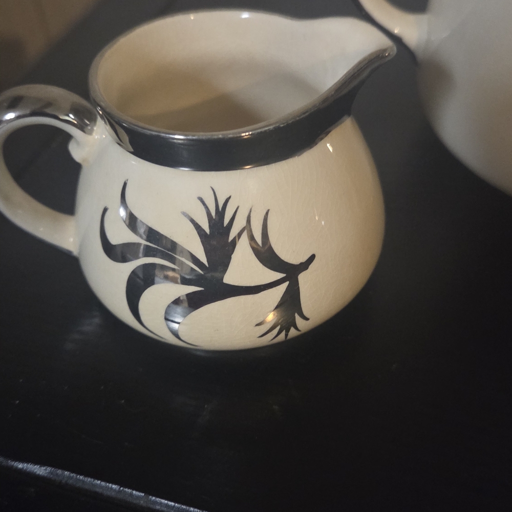 Cream and Black Ceramic Tea Set - Picture 3 of 9
